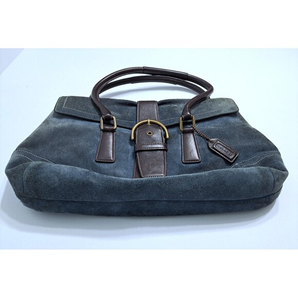 Vintage Coach Blue Suede Soho-Hampton Satchel 9507 Hobo Bag Purse Leather - Picture 3 of 12